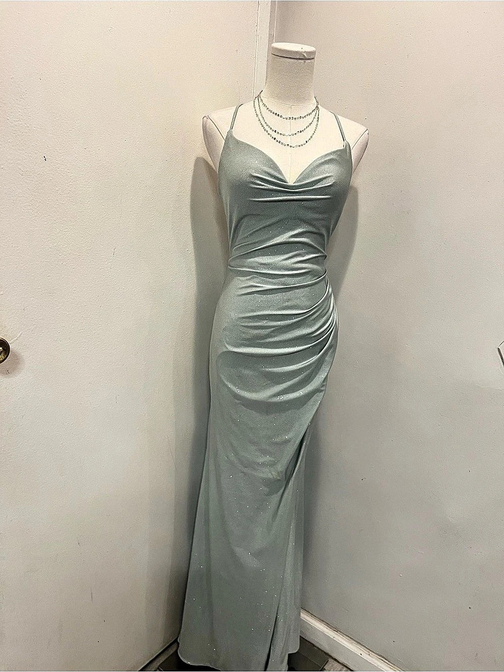Eureka Light Blue Glitter Maxi Dress – Size XS